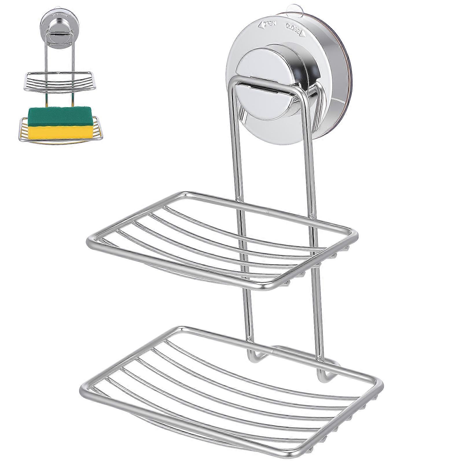 Double Layer Soap Holder for Storage Use with Strong Suction Cup