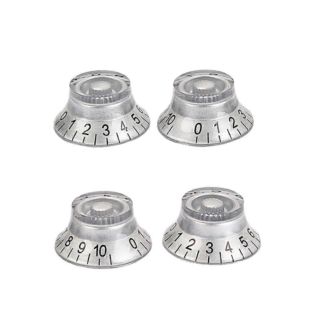 Silver Acrylic Amplifier Knobs for Switch Control 4Pcs Skirted Guitar Tone