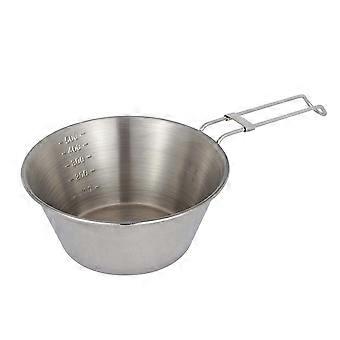 Camping Bowl Stainless Steel Food Bowl with Foldable Handle for Outdoor Use