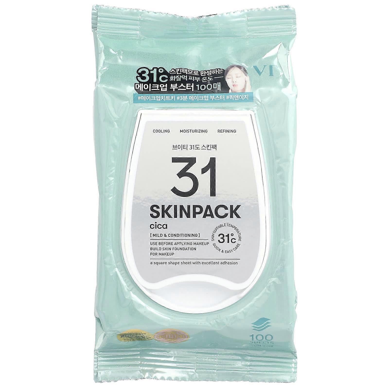 VT Cosmetics, 31 Skin Pack, Cica, 100 Sheets, 2-Pack