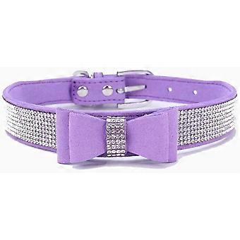 1PACK of Rhinestone Dog Collar,Cute Dazzling Dog Rhinestone Collar, Crystal Diamond Pet Dog Cat Collar, Pet Collars with Rhinestones,PurpleL code