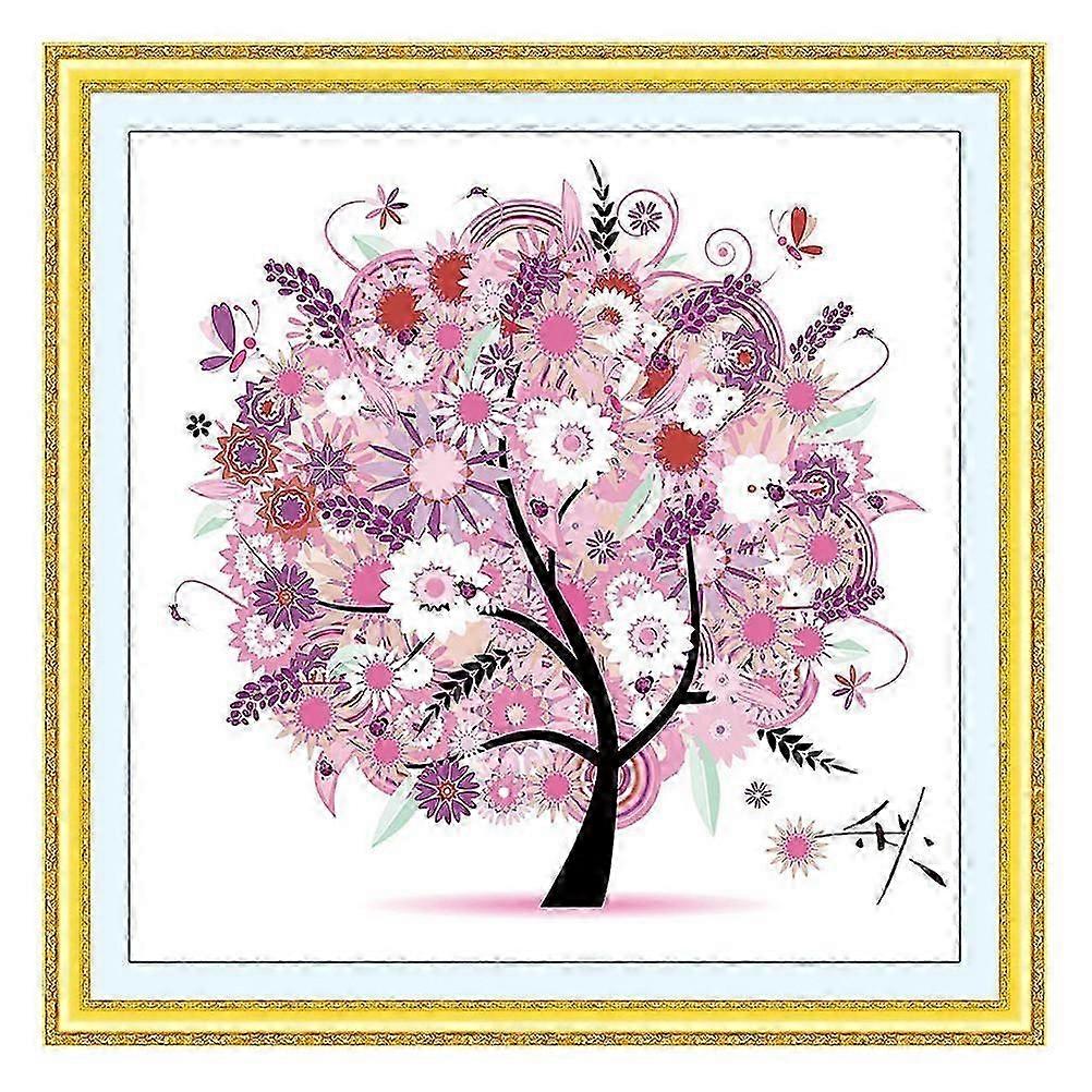 Cross Stitch Pattern Four Seasons Fortune Tree for Decoration