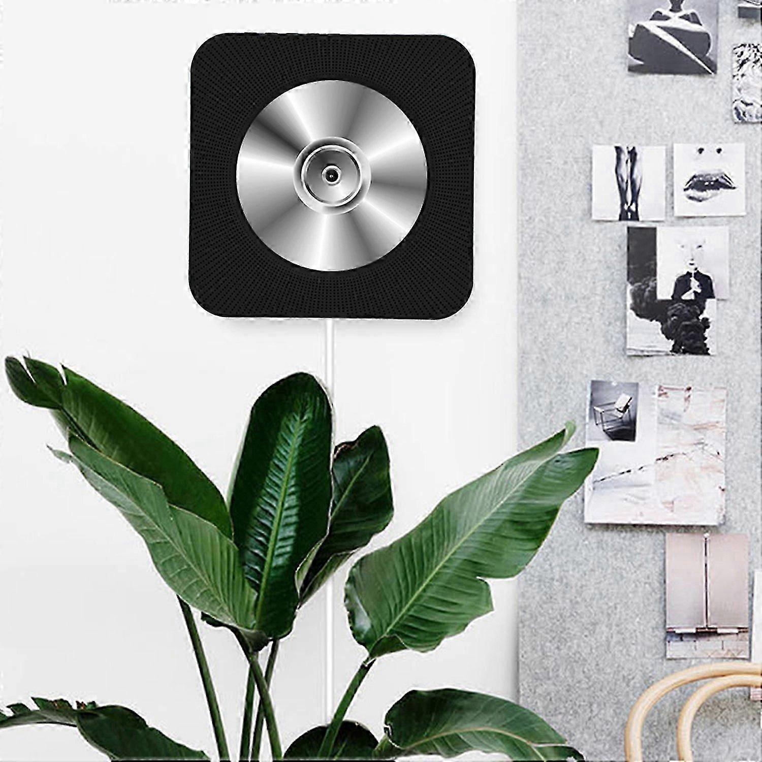 New Wall Mounted Bluetooth CD Player Speaker with Remote Control (Black EU)
