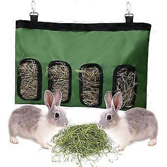 Kanin Hay Bag Marsvin Fôring Station Fôring Dispenser Små dyr Hay Bag (4 vinduer, grønn)