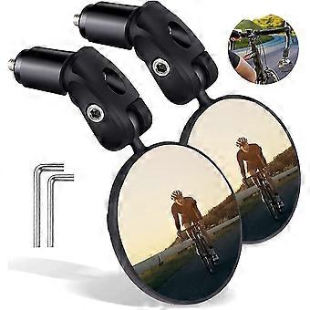 Bar End Bike Mirrors, Hd Wide Angle Bicycle Rear View Mirrors, 360 Dregree Adjustable Rotation Handlebar Convex Mirror