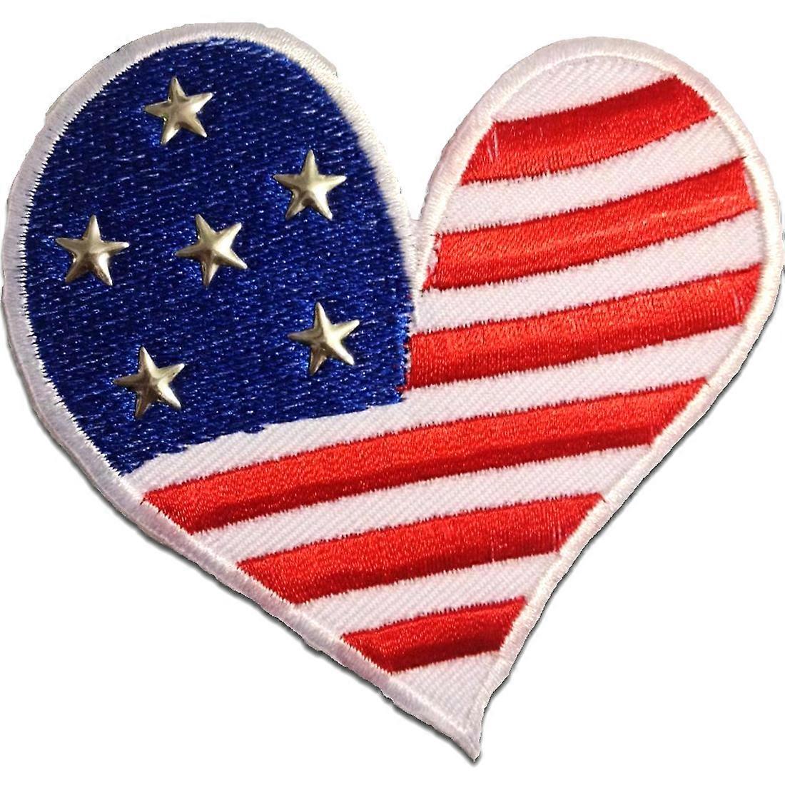 Patch / Iron-on patch - USA Heart - red/white - 8.0 x 9.0 cm - Appliques Patch