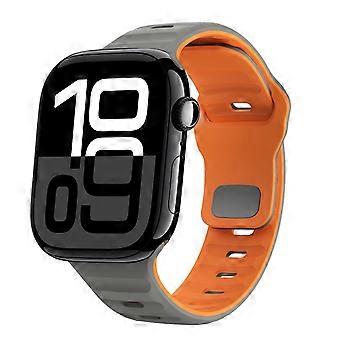 Für Apple Watch Series 11 10 46mm / 9 8 7 45 / 6 SE 5 4 44mm Silikon Design Wellenstruktur Armband Grau / Orange