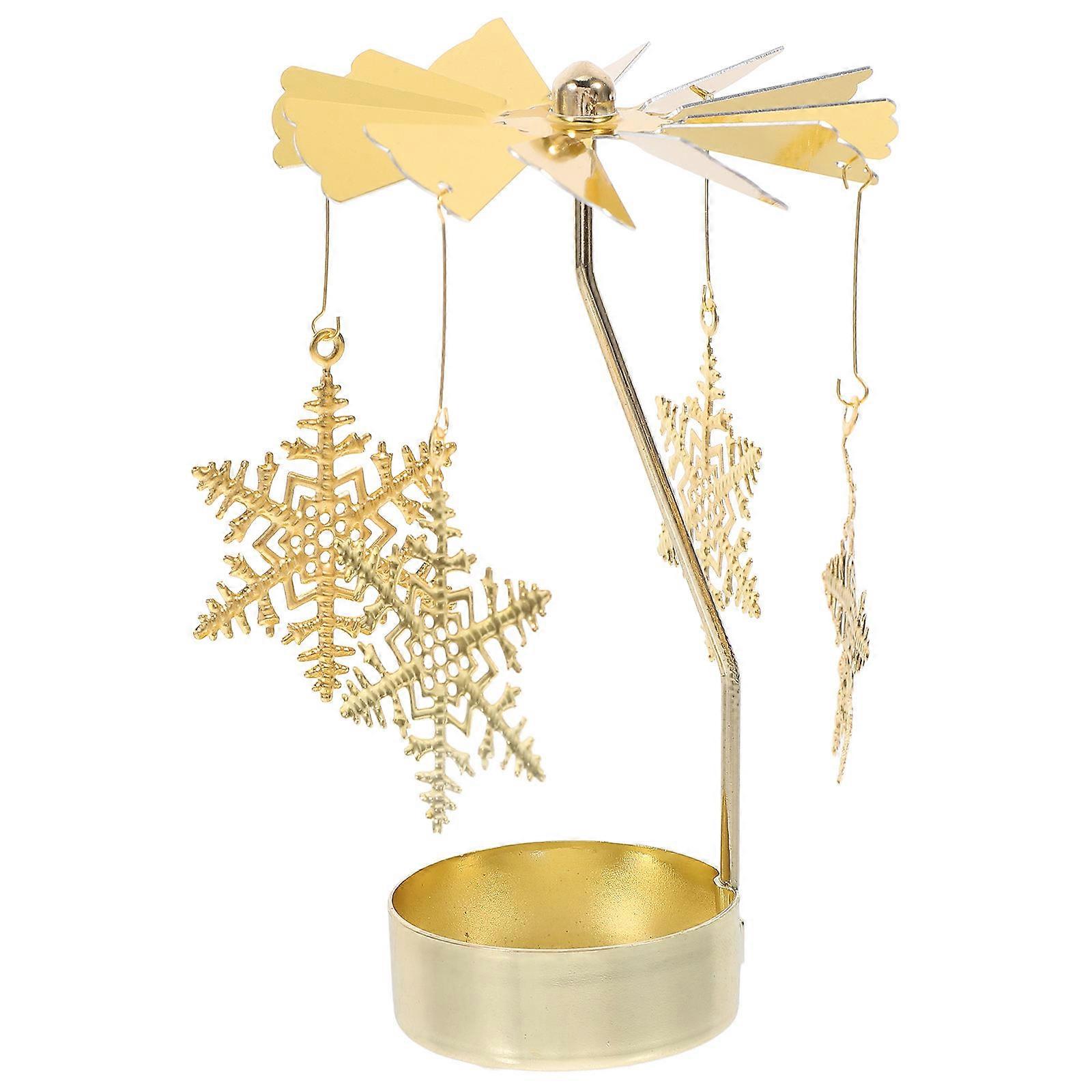 Cast Iron Rotating Candle Holder Snowflake Pattern
