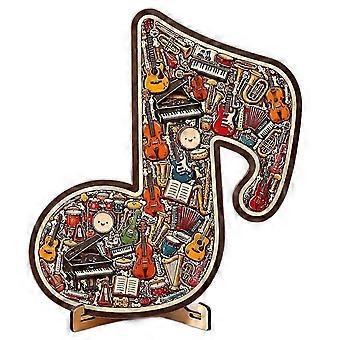 NETCH Musical Note Instrument Jigsaw Puzzle Ornament, 3D Wooden Music Note Puzzle with Display Stand, Creative Musical Instrument Puzzle Decor