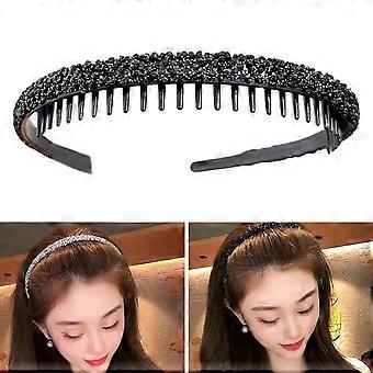 Faixa de cabelo com strass, antiderrapante, com dentes de cristal, faixa de cabelo moderna para mulheres e meninas, ideal para lavar o rosto, cor prata, 1 unidade (pacote com 1)