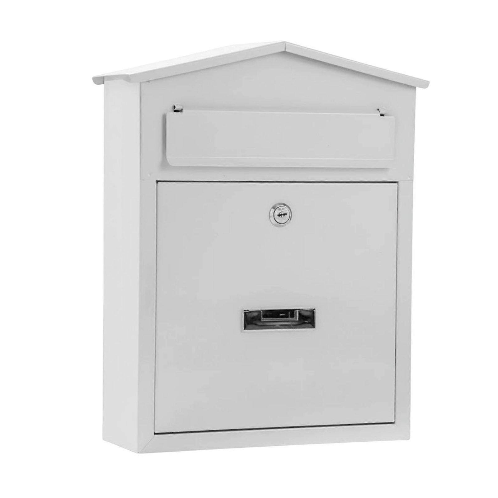 Surface-Mounted Mailbox Metal Lockable Mail Box Rainproof Spacious Mailbox Box