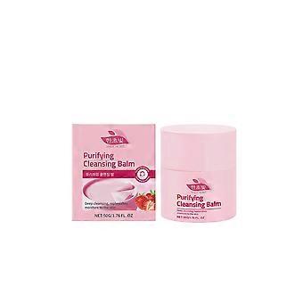 Hanchobit Strawberry Cleansing Makeup Remover Cream reinigt, met zijn milde ingrediënten, diep en verbetert de huidtextuur, waardoor de teint helderder wordt.