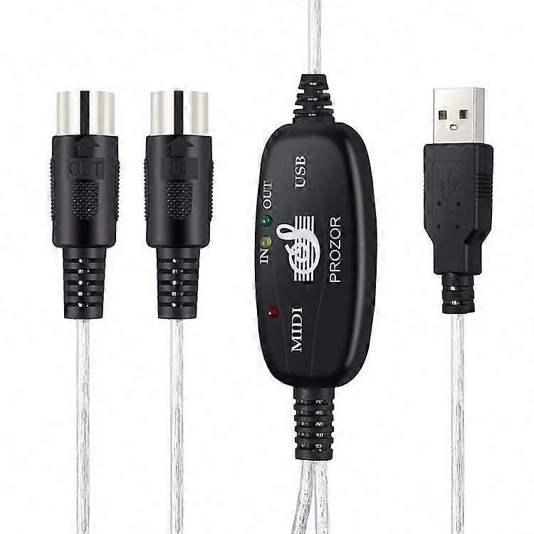 USB MIDI Cable Adapter with LED Indicator for PC & Mac