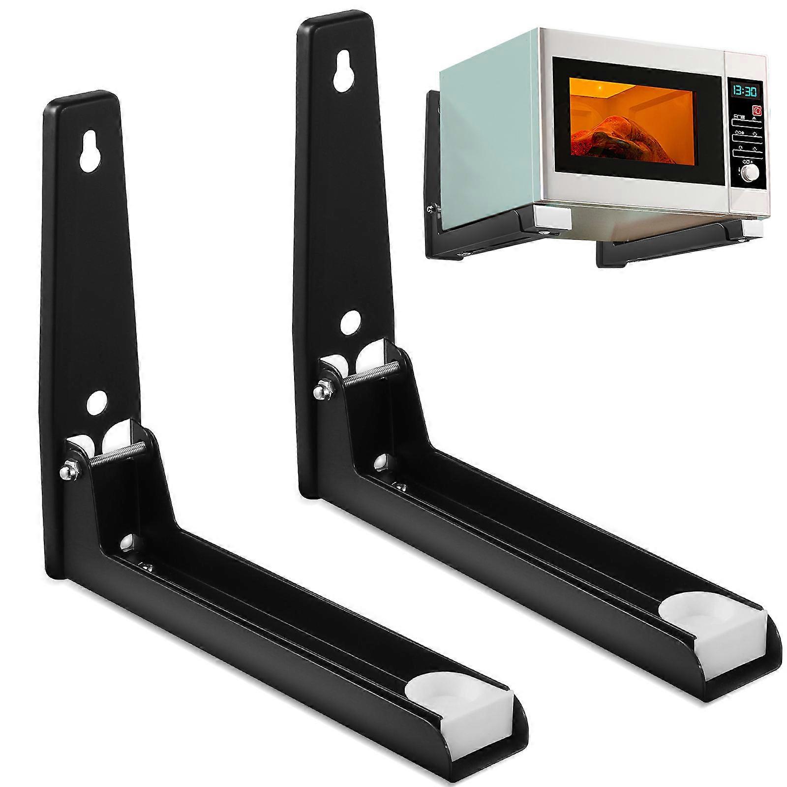 Microwave Wall Mount Bracket Stainless Steel Adjustable Kitchen Rack 1Pair
