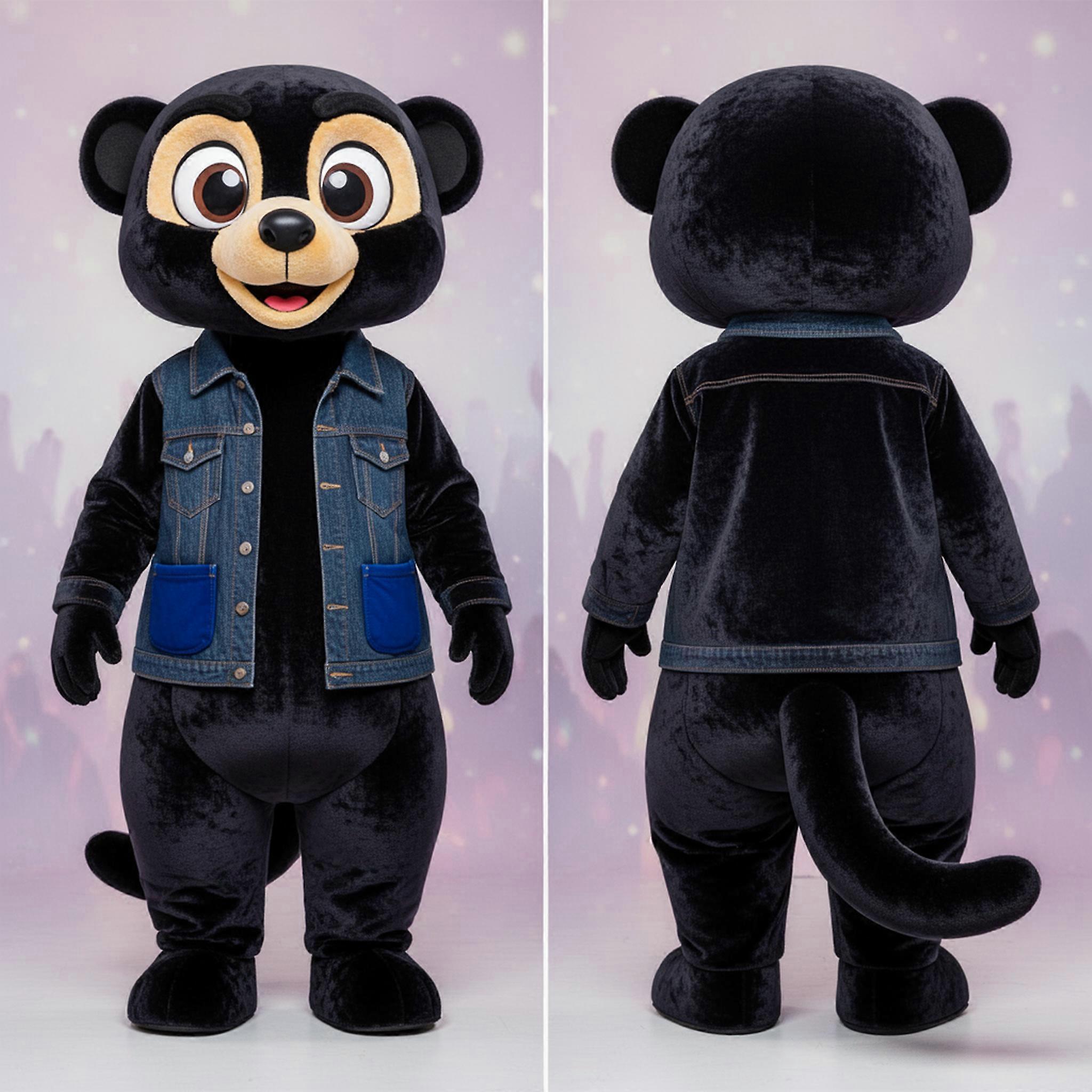 MASTICOT Midnight Black Cartoon Meerkat Mascot