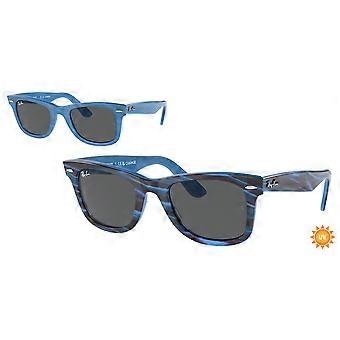 Ray-Ban RB2140F Wayfarer Asian Fit 1409B1 Full Rim Transparent Photochromic Striped Blue Unisex Wayfarer Sunglasses UV3 Original