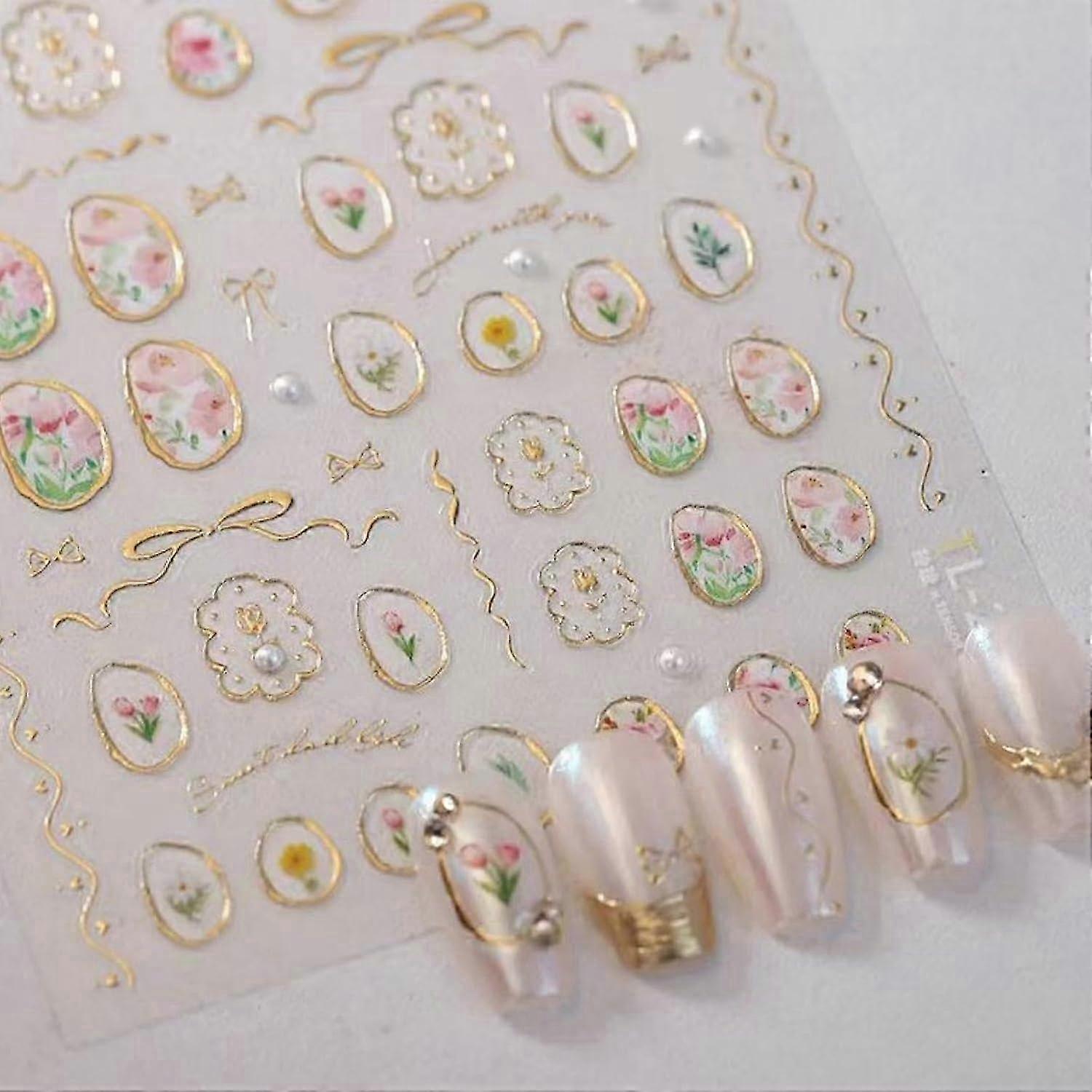 5D Embossed Floral Nail Decals