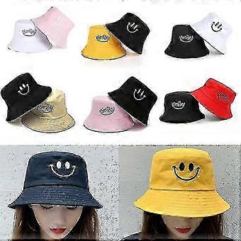 Unisex Bucket Hat Embroidery Women Cotton Double-Sided Hat Beach Fishing QG