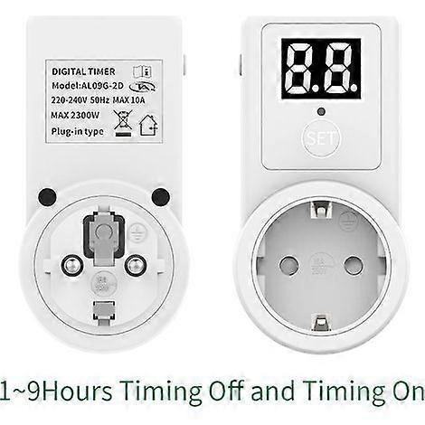 Smart plug with European timer. Countdown timer on/off. 2-digit display AL09G-2D