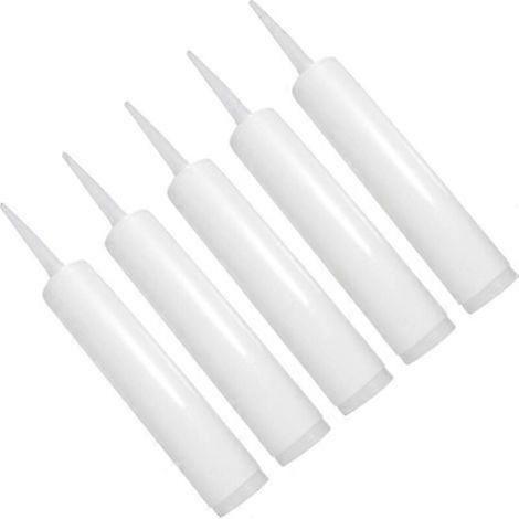 5-Piece Empty Plastic Refillable Caulking Tubes for Home Repair, Versatile Construction Tools