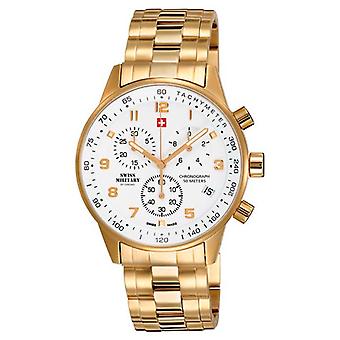 Swiss Military Quartz Analog Man Watch with SM34012.03 Gold Plated Stainless Steel Bracelet