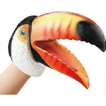 Kids Soft Rubber Toucan Hand Puppet, Movable Mouth Realistic Animal Role Play Toy for Swimming Pool, Beach, Bath, Yellow