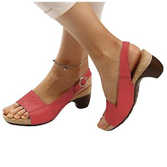 Women's Summer Heeled Sandals Adjustable Heel Strap Peep Toes Slide Shoes