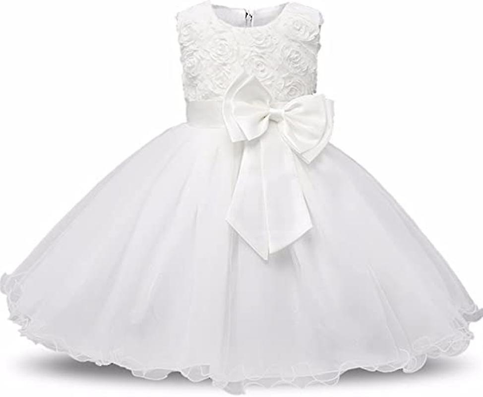 فستان بنات ترتر ، تول ودانتيل فستان زهور ثلاثي الأبعاد (أبيض ، 110 سم) د.ب
