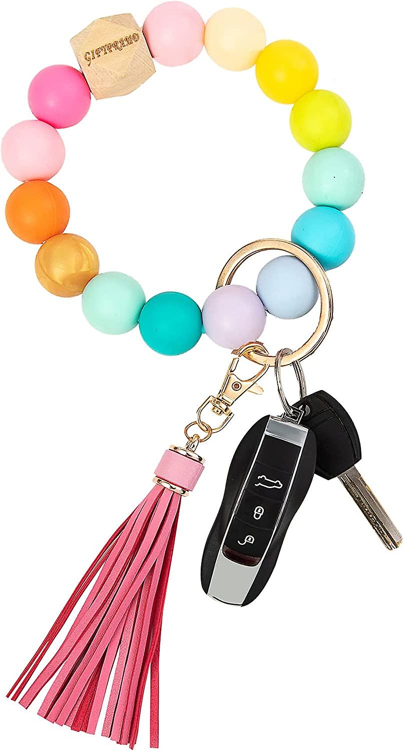 Silicone Key Ring Bracelet Wristlet Keychain for Women, Bangle Key Chain for Circle Wrist Bracelet for Car Keys Keychains