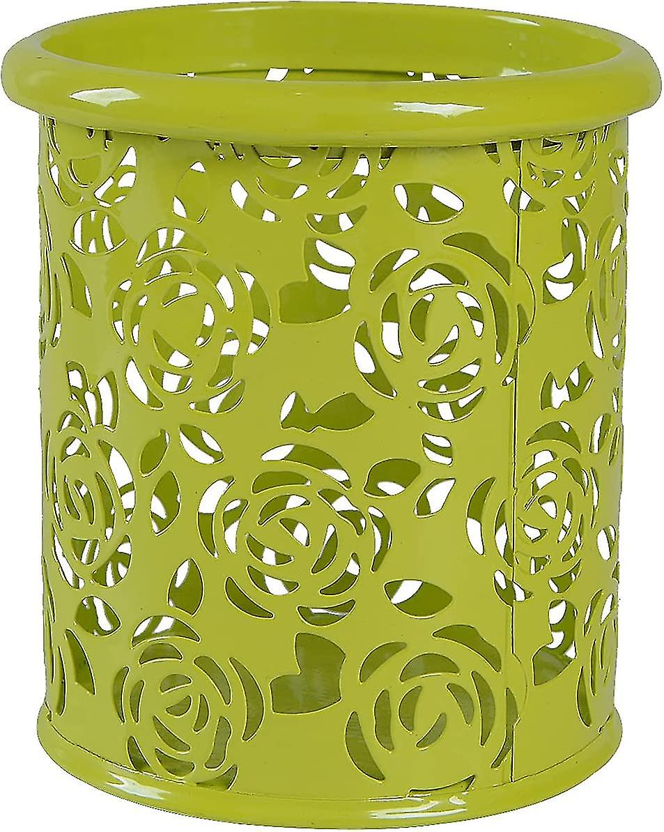 جولة جوفاء زهرة معدنية حامل قلم رصاص دائم قوس تخزين (أخضر) دينار بحريني