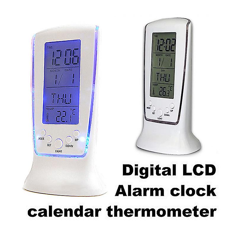 Digital Alarm LED Clock LCD Display Calendar Thermometer