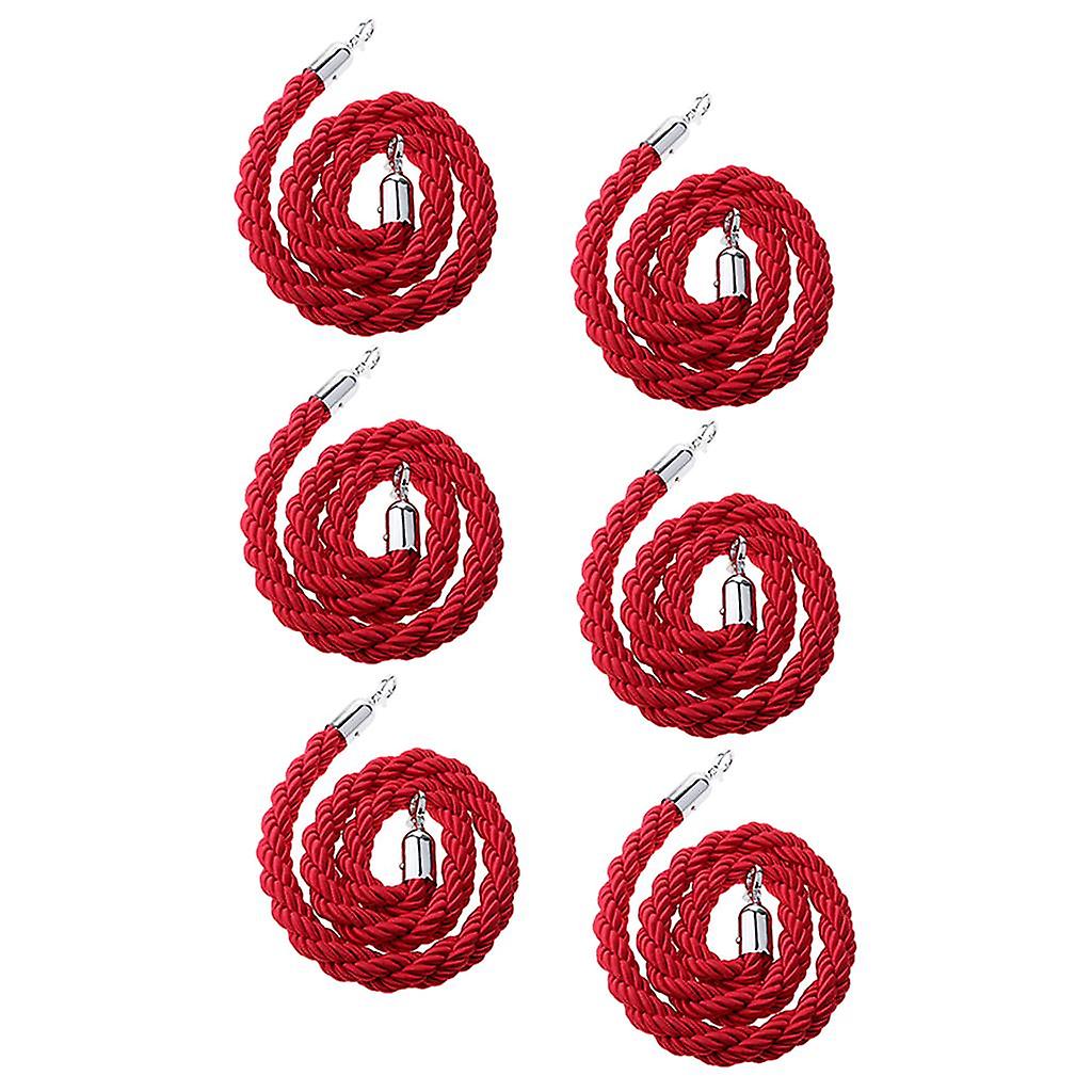 6Pcs 59 Inches Twisted Barrier Rope Queue Crowd Control for Posts Stands Red