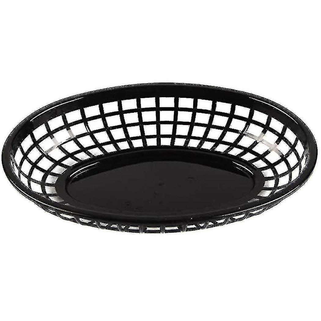 6 Pcs Plastic Fast Food Baskets Oval Serving Platter Breakfast