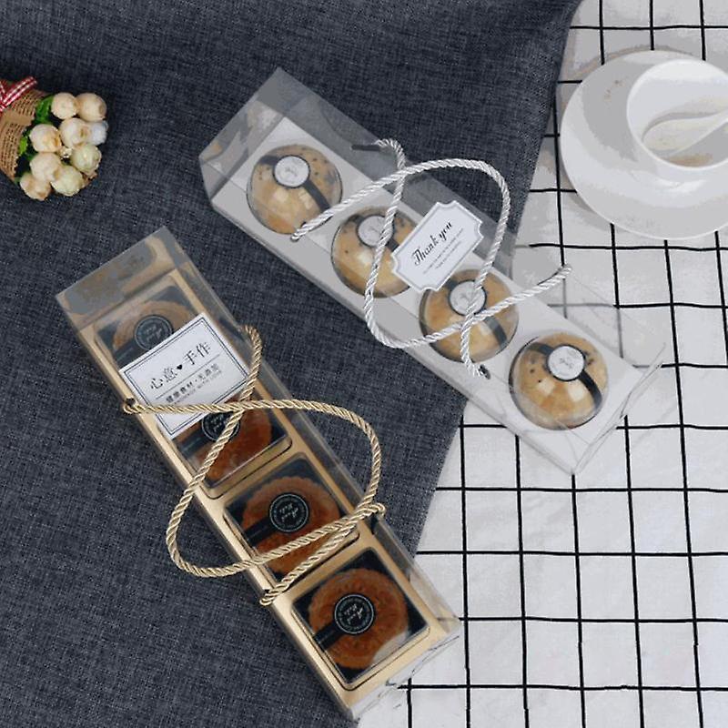 10Pcs Transparent Cake Cupcake Roll Boxes PET Packaging Dessert Container Holder