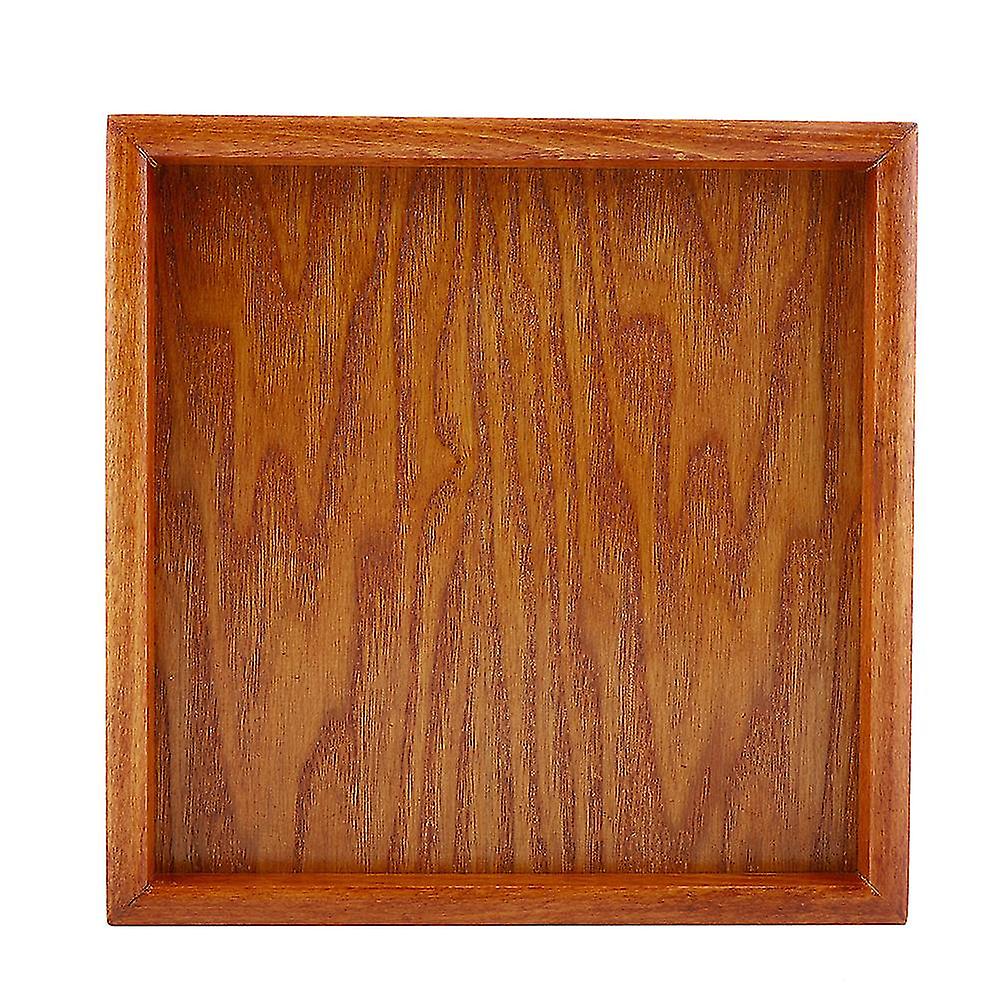 Square Solid Wood Tea Tray Coffee Sushi Snacks Serving Plate for Cafe Restaurant(22*22cm)
