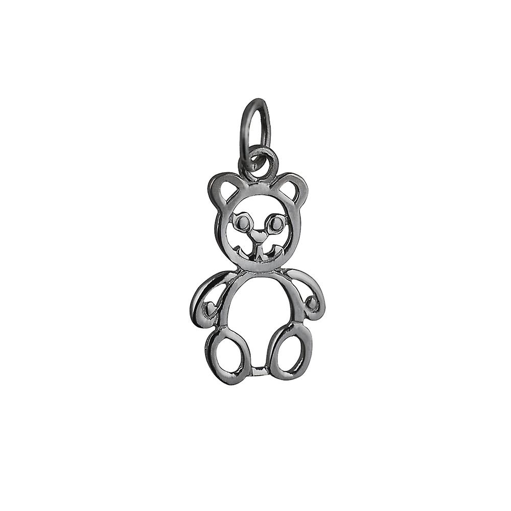 Silver 21x12mm pierced Teddy Bear Pendant or Charm