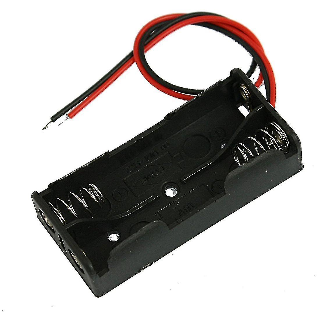 Black Plastic Battery Case Holder Wire 2 X 1.5v Aaa