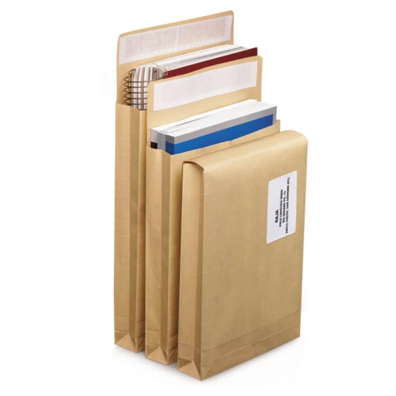 100 fold-out reinforced kraft pouches - 26 x 28 cm