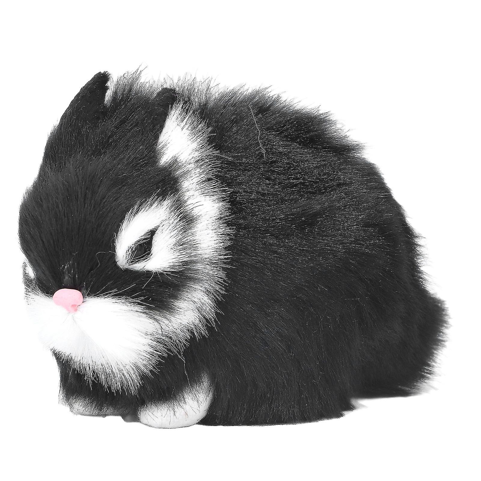Lapins miniatures en peluche, en plastique, doux, confortable et durable, pour décoration de table, noir