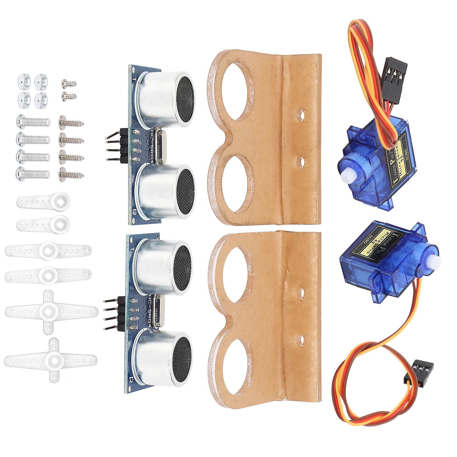 2 Sets DIY Robot Car Kit Ultrasonic Sensor Module Steering Gear Mounting Bracket