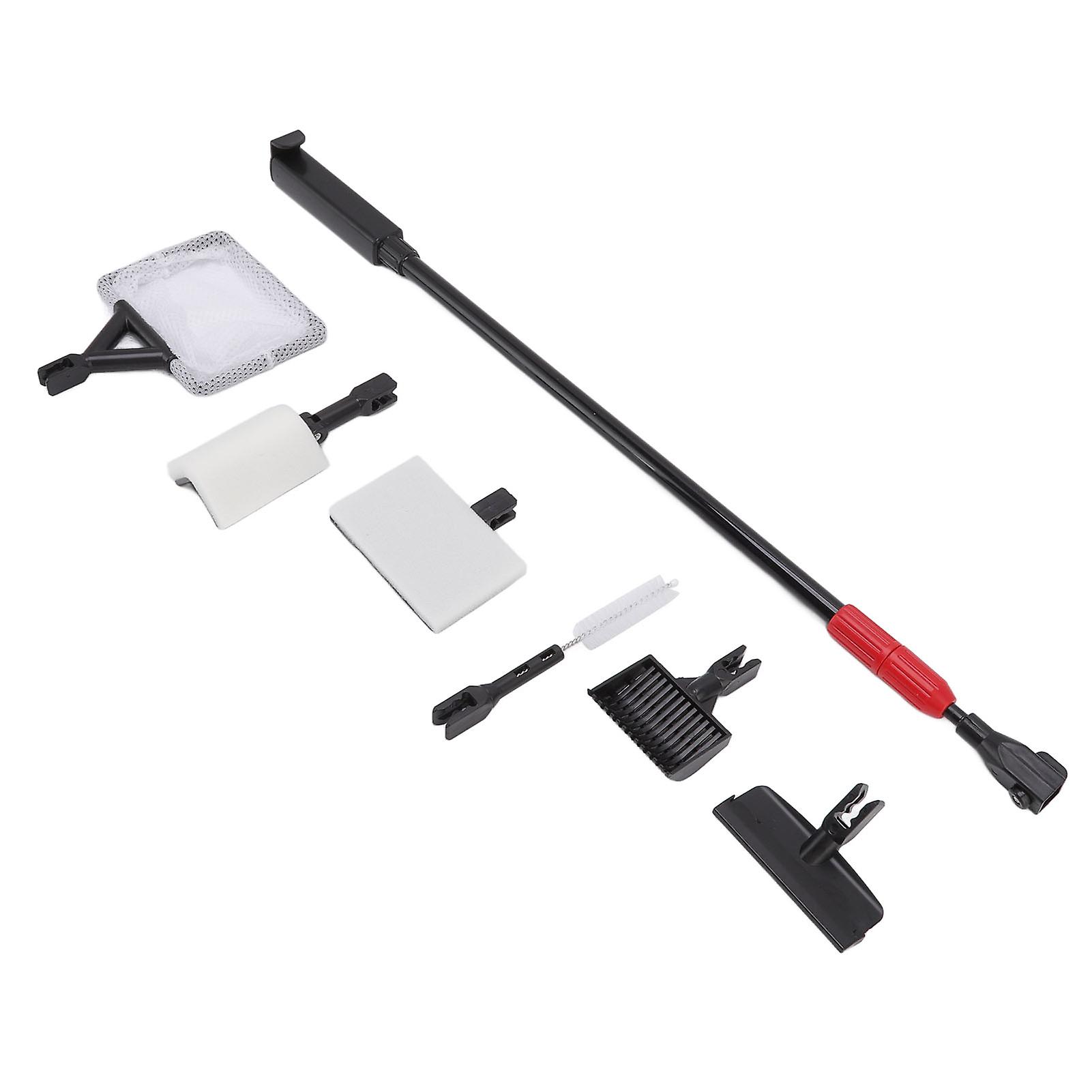 6 in 1 Fish Tank Cleaning Tools with Telescopic Handle Includes Algae Scraper Sand Rake Brush Fish Net Cleaning Sponge