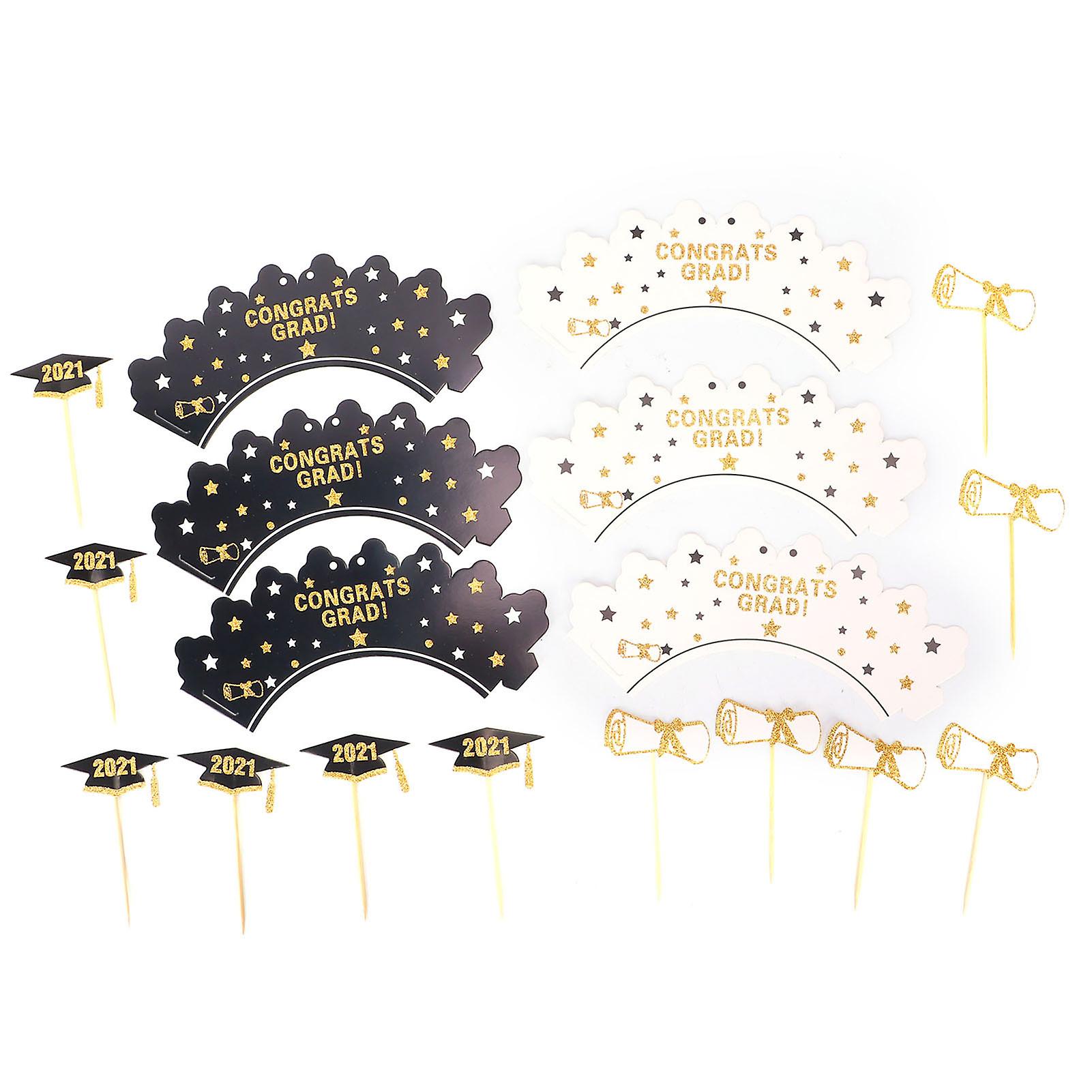 Cake Topper, Composite Wood, Graduation Theme