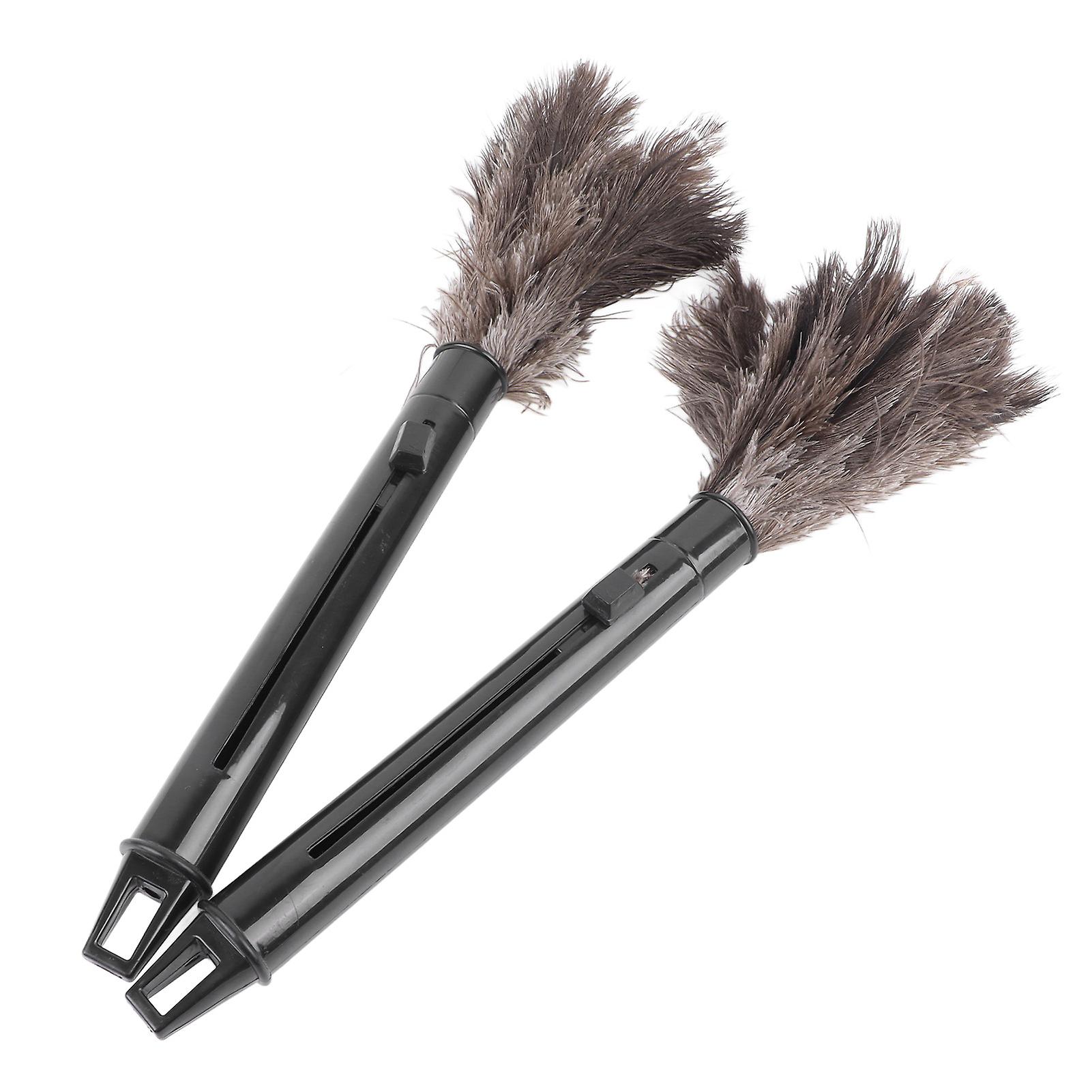 2Pcs Retractable Feather Duster Ostrich Feathers Duster with Long Handle for Home Cleaning 