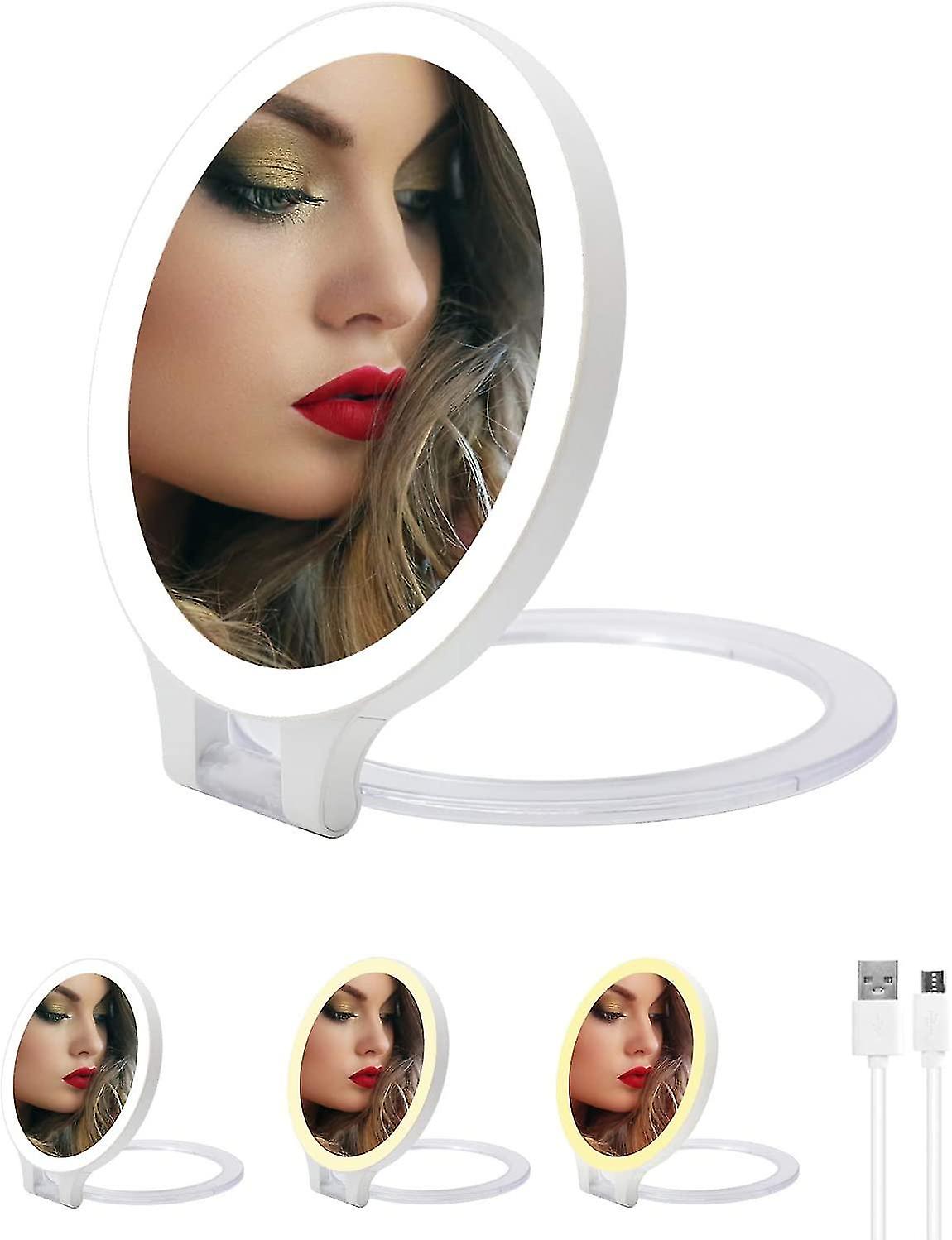Two-sided Lighted Makeup Mirror With Lights Rotatable1x10x Magnification Mirror-daylight Vanity Mirror With Lights.