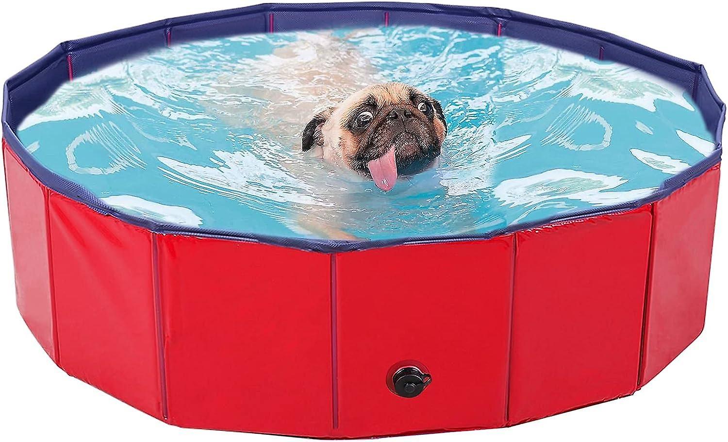 Dog Pool with Drain Collapsible Plastic