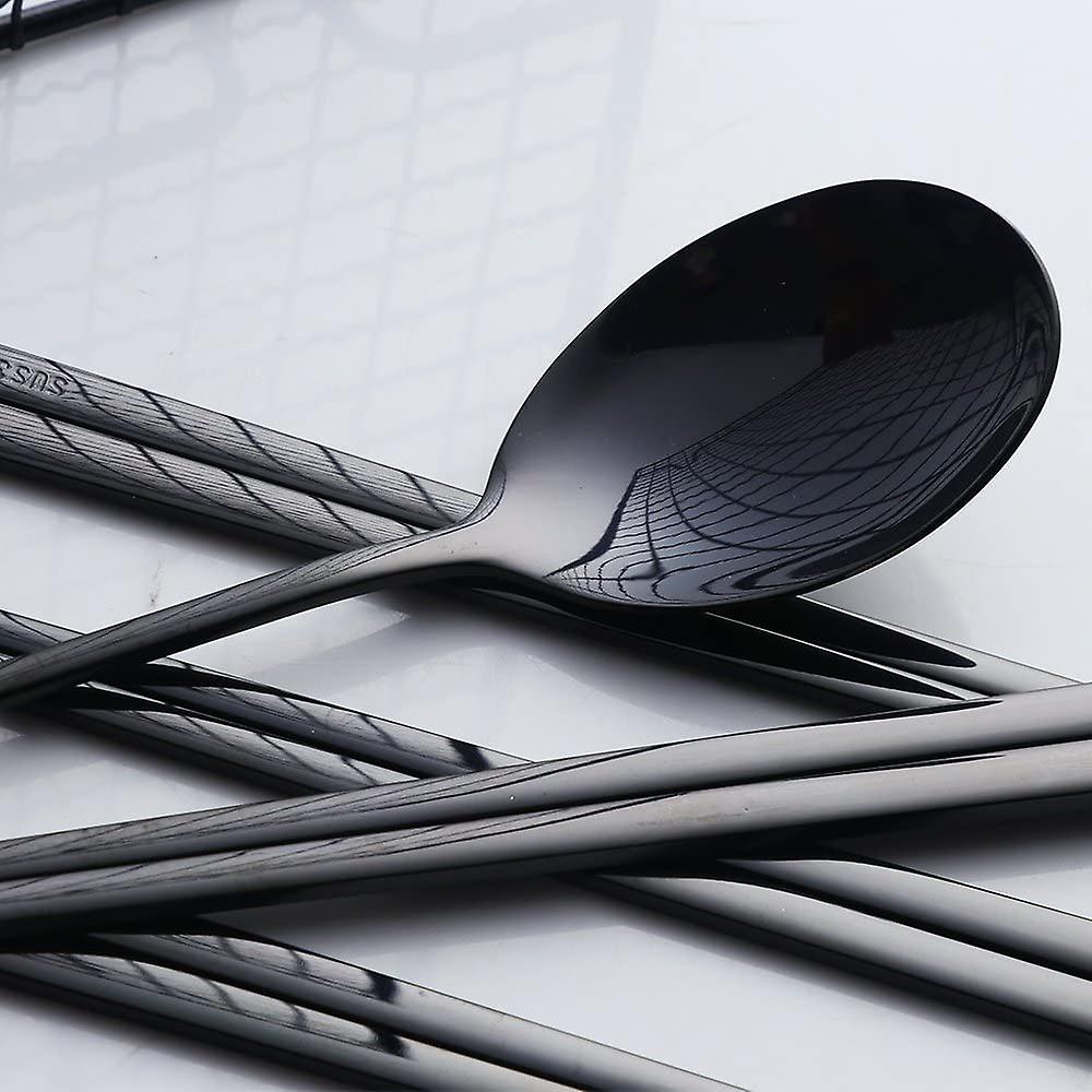 Korean Style Stainless Steel Spoon & Chopsticks Set - 3 Pairs Chopsticks & 3 Spoons, Polished Silver