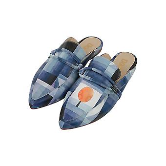 Women Vegan Leather Blue Long Boots - Panda Hug Design
