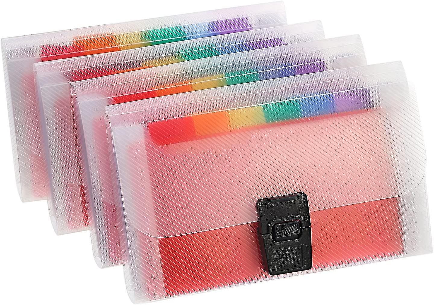 4-Pack Mini Document File A6 7.1 X 4.45 X 1.1 Inch Rainbow Expansion Folder 13 Pocket File Manager 1