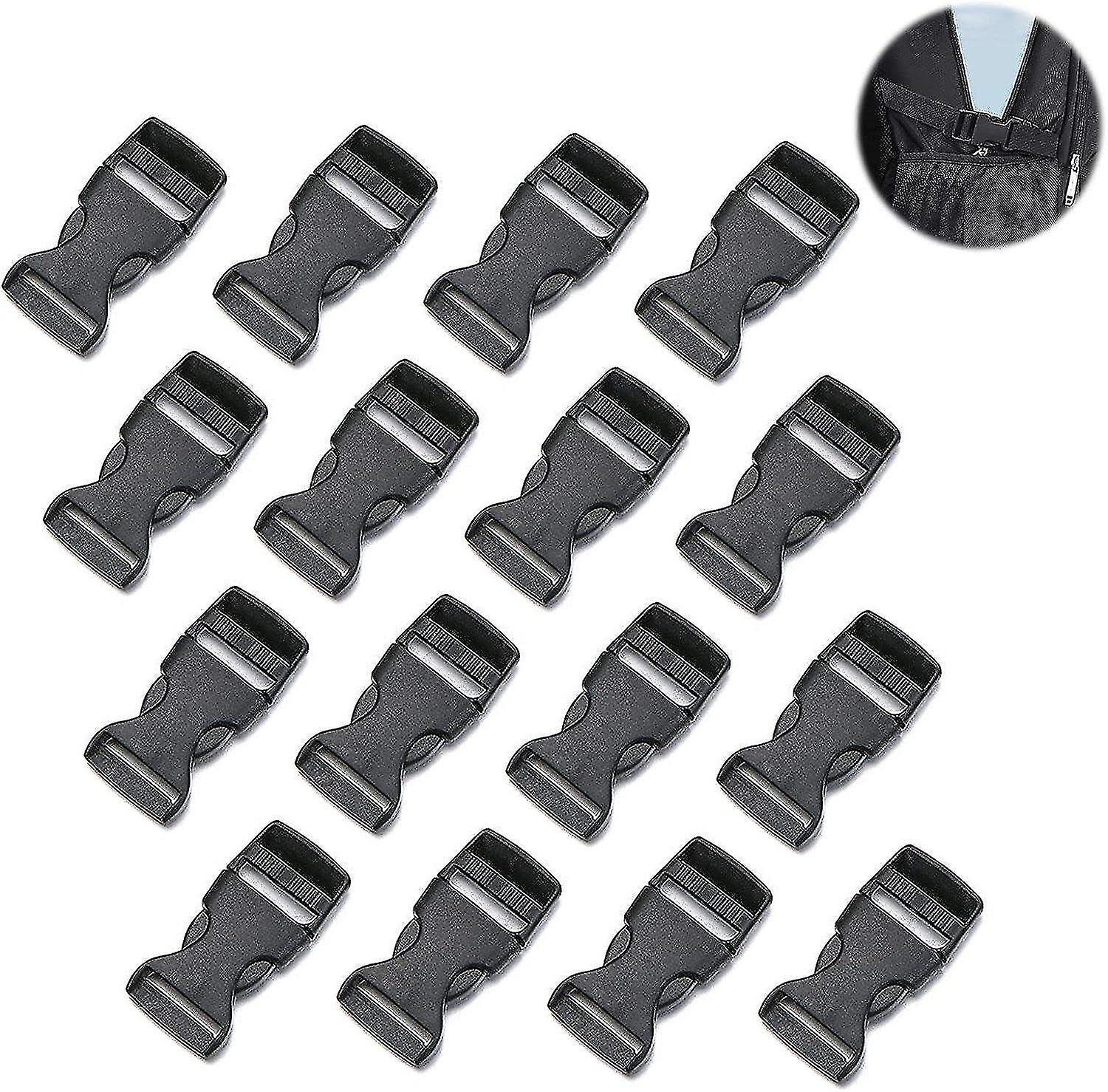 16 db 20 mm széles hevedercsat, fekete műanyag cserecsat, hátizsák csat, klip bu