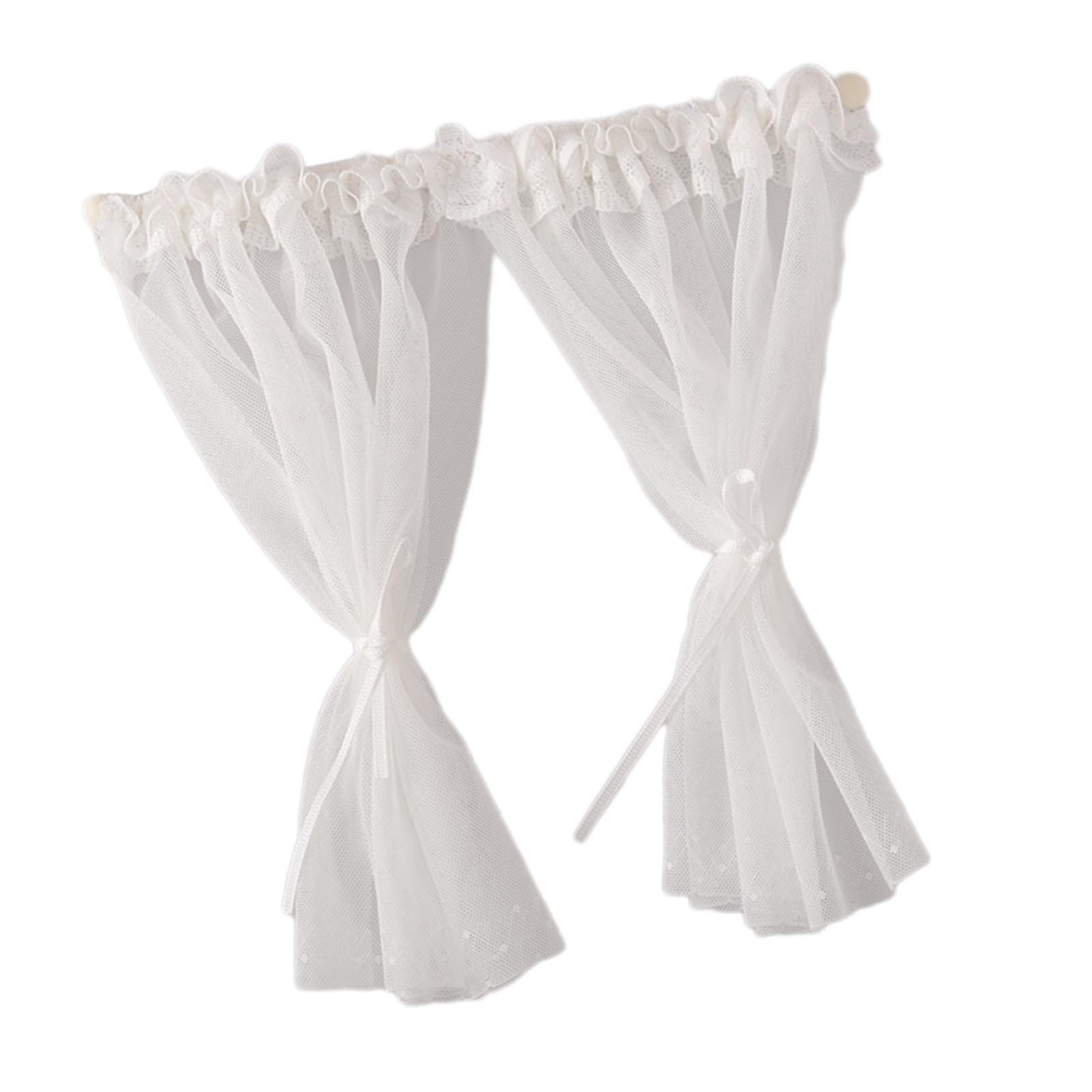 Dollhouse Accessory 1/12 Scale Mini Window Curtain for Photo Props Dollhouse Large
